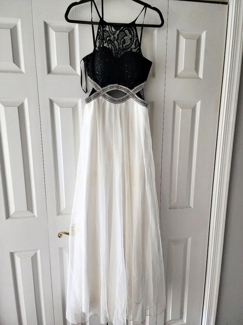 Black & White Lace Bodice Maxi Dress Like New